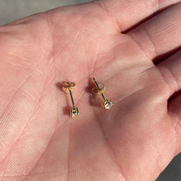 14k Gold Vermeil Round CZ Studs 3mm