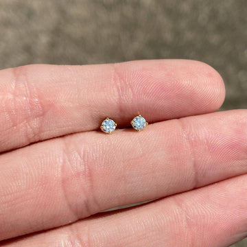 14k Gold Vermeil Round CZ Studs 3mm